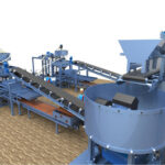 Fully automatic fly ash brick machine. 4500 bricks per hour capacity. Model AT 24 – 800 ton 4 cylinder press machine